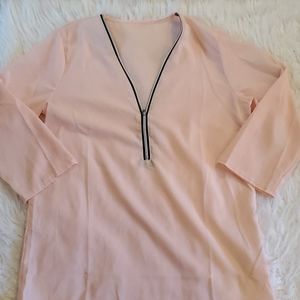 **7 for $25 Pink blouse w/ a zipper up the front.